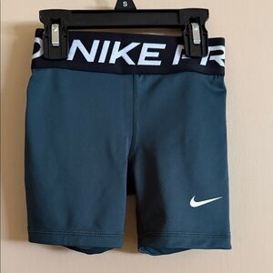 Nike Pro Teal Compression Shorts with White Swoosh
